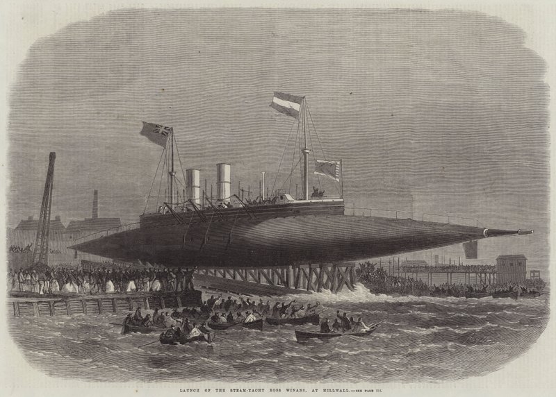 Lansering av Steam-Yacht Ross Winans, ved Millwall av Edwin Weedon