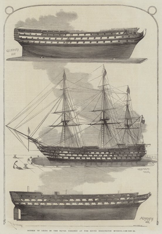 Modeller av skip i Naval Gallery på South Kensington Museum av Edwin Weedon
