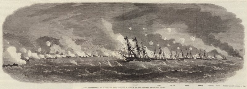Bombardementet av Kagoshima, Japan 1863 av Edwin Weedon