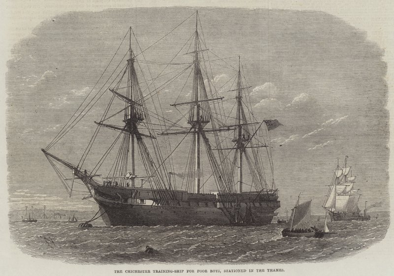 Chichester Training-Ship for Poor Boys, stasjonert i Themsen av Edwin Weedon