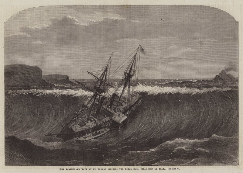 Jordskjelvbølgen ved St Thomas rammer Royal Mail Steam-Ship La Plata av Edwin Weedon