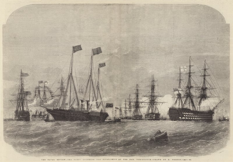 Naval Review, flåten som runder pivot-skipene ved Nab, Portsmouth av Edwin Weedon
