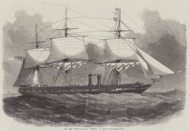 Den nye Steam-Frigaten Mersey, 40 kanoner av Edwin Weedon