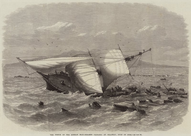 Vraket av Bombay Mail-Steamer Carnatic ved Shadwan, Suezbukta av Edwin Weedon