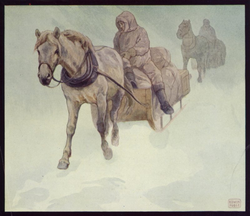 Sibirske ponnier i Antarktis (farge litho) av Edwin Noble
