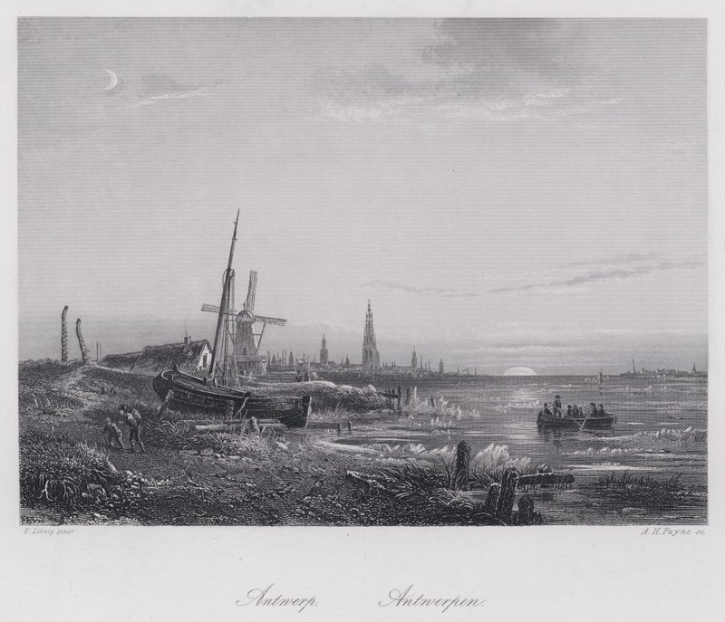 Antwerpen (gravering) av Egidius Linnig