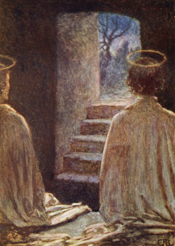Den tomme graven (farge litho) av Eleanor Fortescue Brickdale