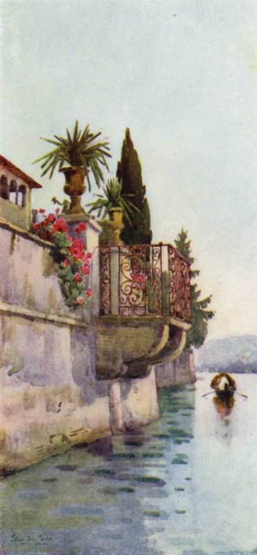 En balkong (farge litho) av Ella Du Cane