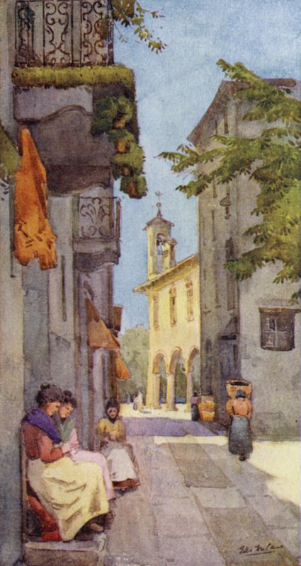 A Street at Orta (farge litho) av Ella Du Cane