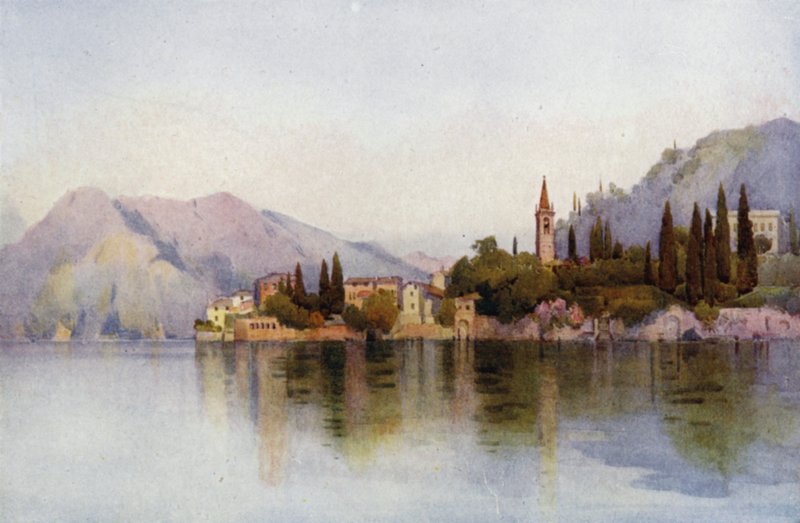 Varenna, Comosjøen (farge litho) av Ella Du Cane