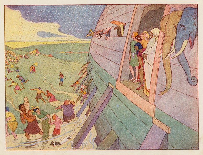 Noahs Ark: Regnet (farge litho) av Elmer Boyd Smith