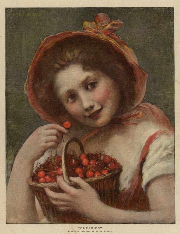 Kirsebær (chromolitho) av Emile Renard