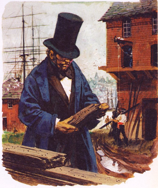 Brunel fikk sin inspirasjon til tunneldriften sin fra å se en skipsorm bore seg inn i en eikeplanke av English School