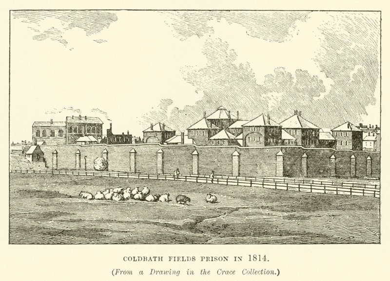 Coldbath Fields fengsel i 1814 av English School
