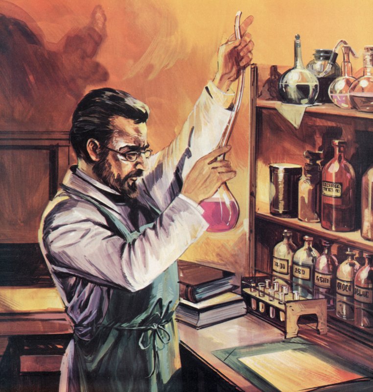 Louis Pasteur i laboratoriet hans av English School