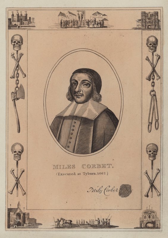 Miles Corbet, henrettet i Tyburn, 1662 av English School