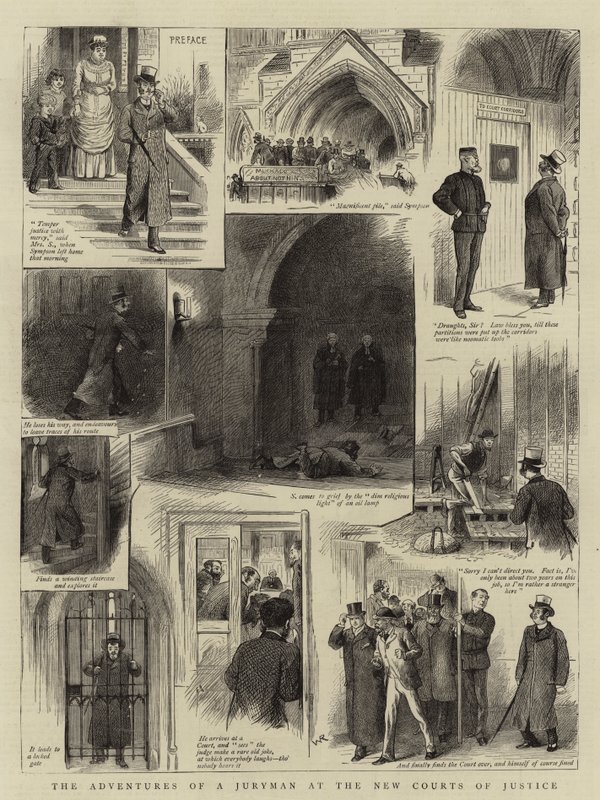 The Adventures of a Juryman ved New Courts of Justice av English School