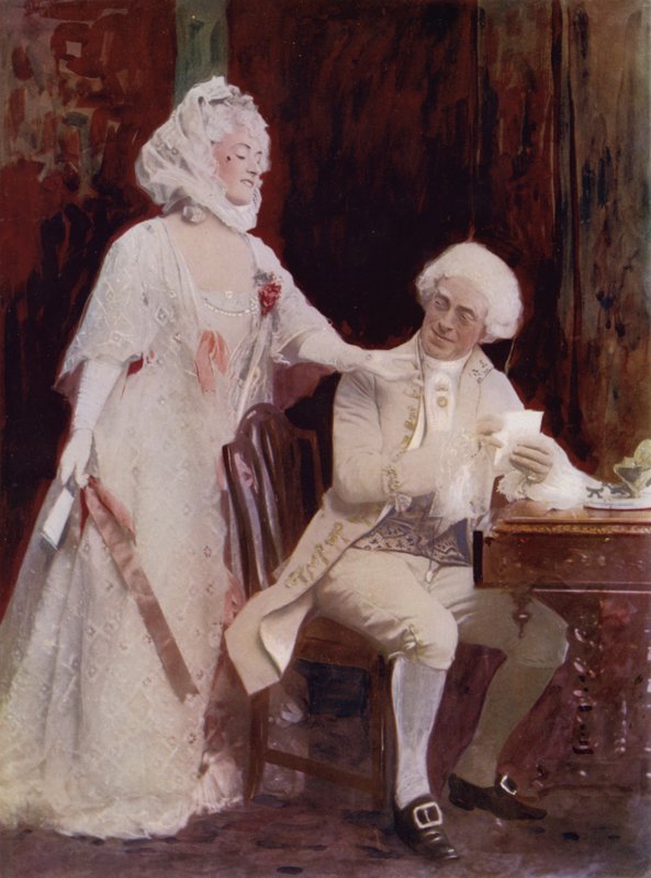 Frøken Winifred Emery og Mr Cyril Maude i The School for Scandal (fargebilde) av English Photographer