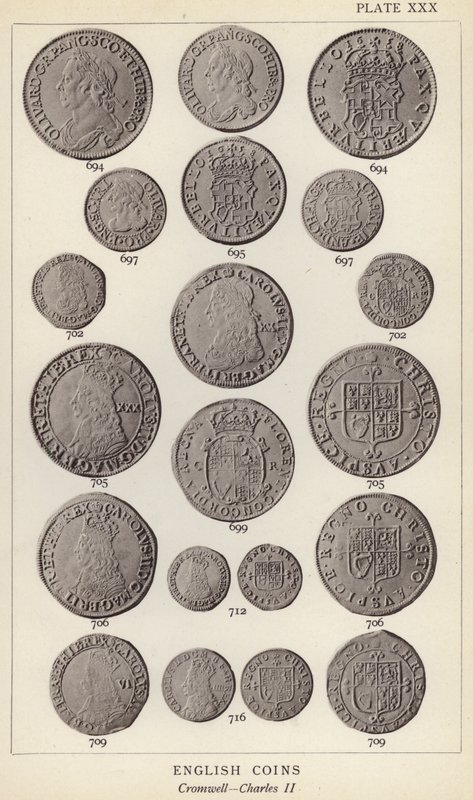 Engelske mynter, Cromwell, Charles II (s/hvitt-bilde) av English Photographer