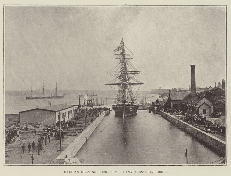 Halifax Graving Dock, HMS Canada entering Dock av English Photographer