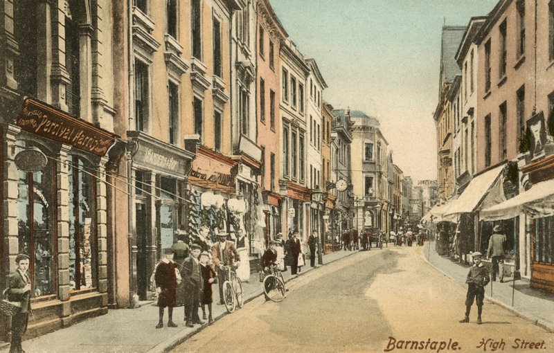 High Street, Barnstaple, Devon (s/hvitt bilde) av English Photographer