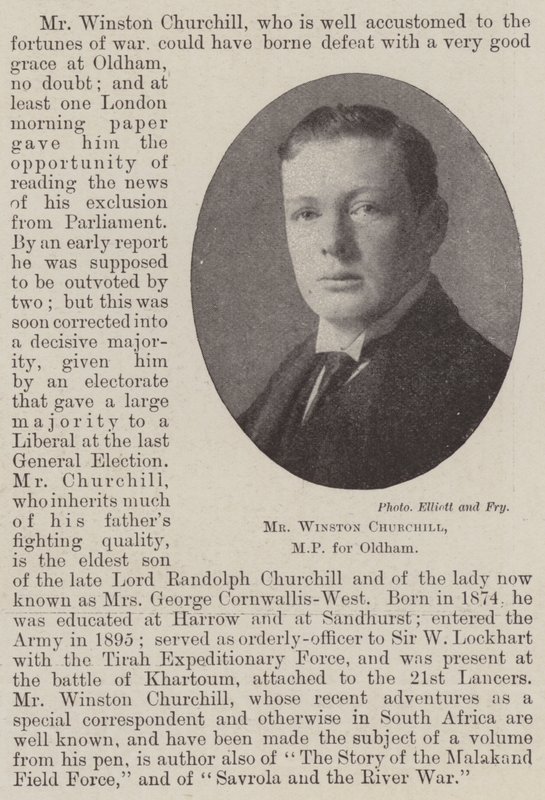 Mr Winston Churchill, MP for Oldham av English Photographer