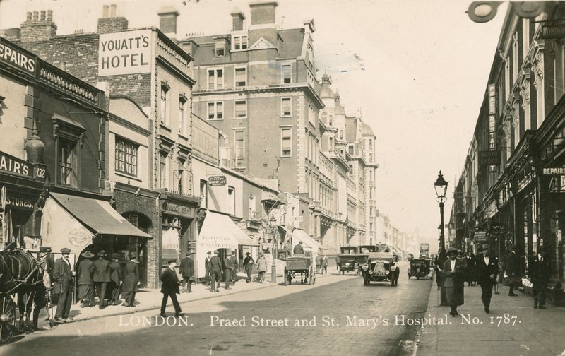 Praed Street og St Marys Hospital, London av English Photographer