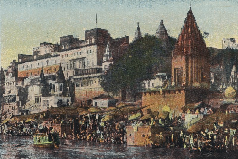 Scene på Ganges, Benares (farget bilde) av English Photographer