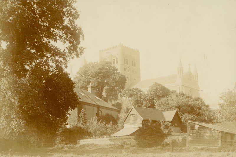 St Albans Abbey (s/hvitt bilde) av English Photographer