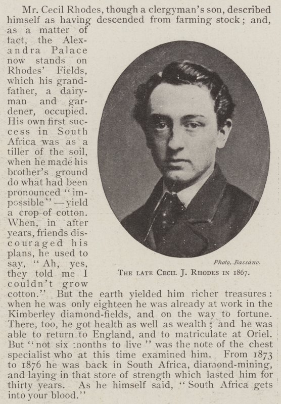 Avdøde Cecil J Rhodes i 1867 av English Photographer