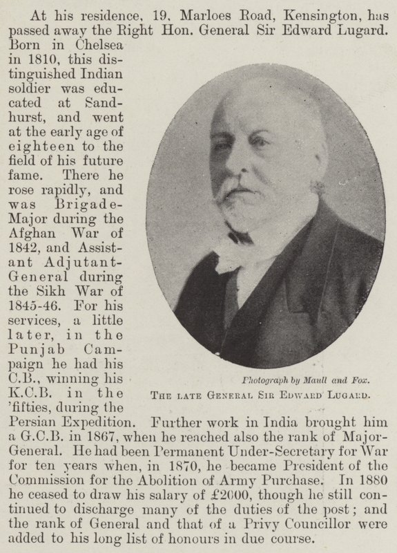 Avdøde general Sir Edward Lugard av English Photographer