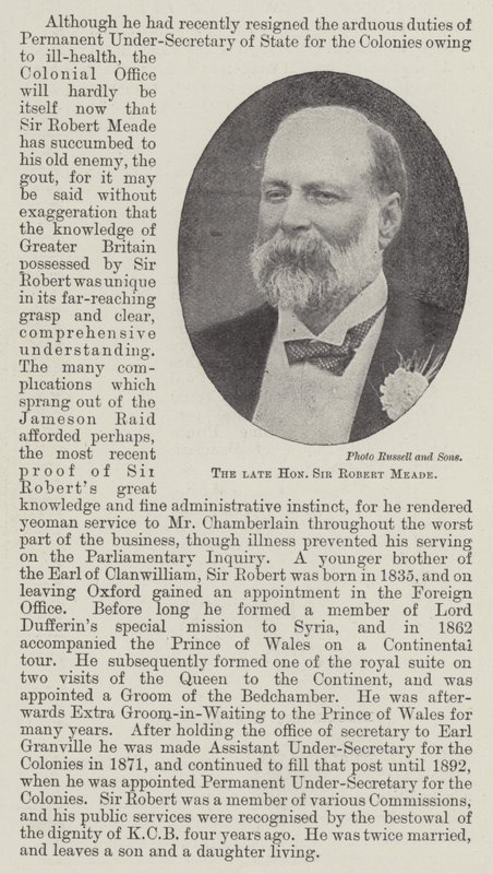 Avdøde ærede Sir Robert Meade av English Photographer