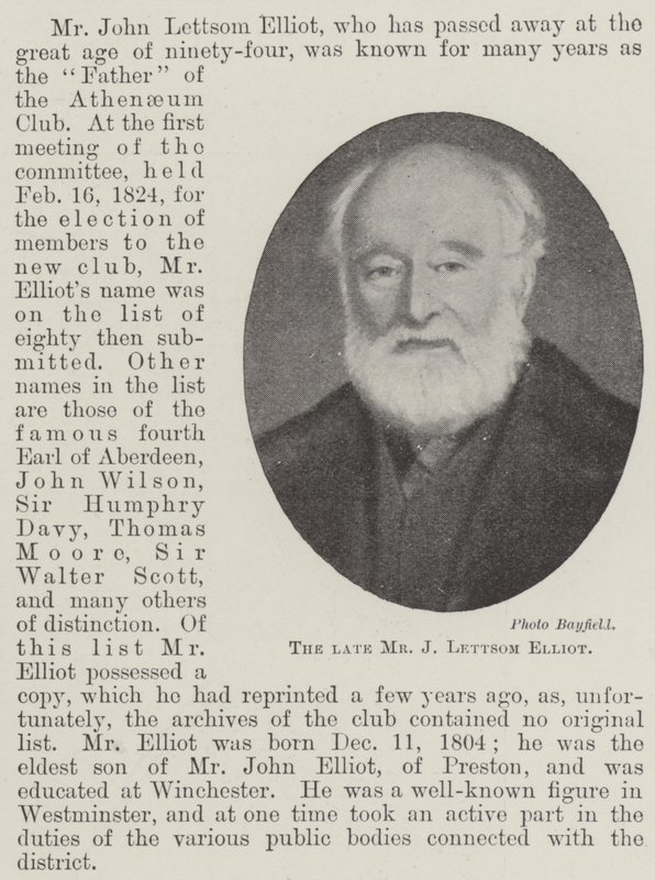 Avdøde Mr J Lettsom Elliot av English Photographer