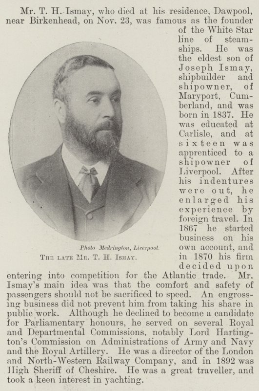 Avdøde Mr T H Ismay av English Photographer