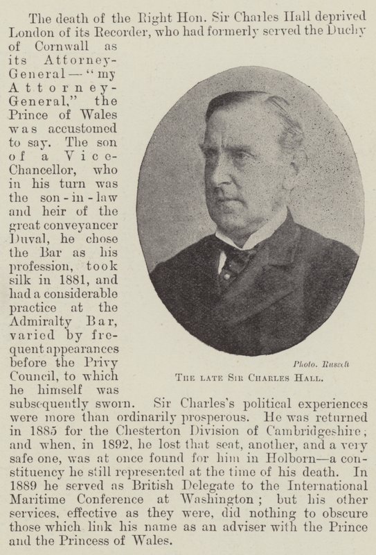 Avdøde Sir Charles Hall av English Photographer