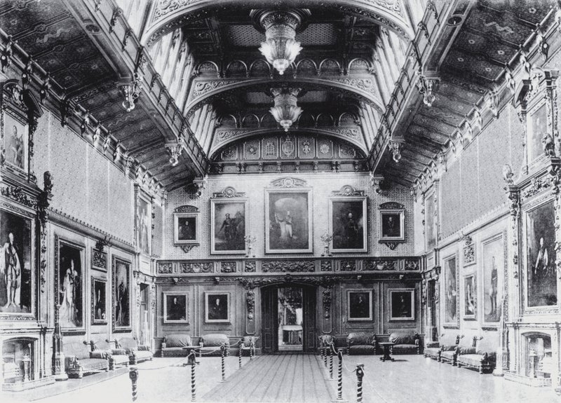 Waterloo Chamber, Windsor Castle (s/hvitt bilde) av English Photographer
