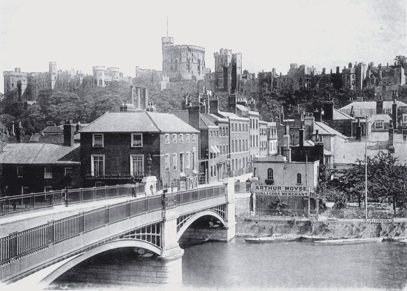 Windsor Castle fra Bridge (s/hvitt bilde) av English Photographer
