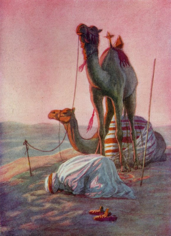 A Prayer in the Desert (farge litho) av English School