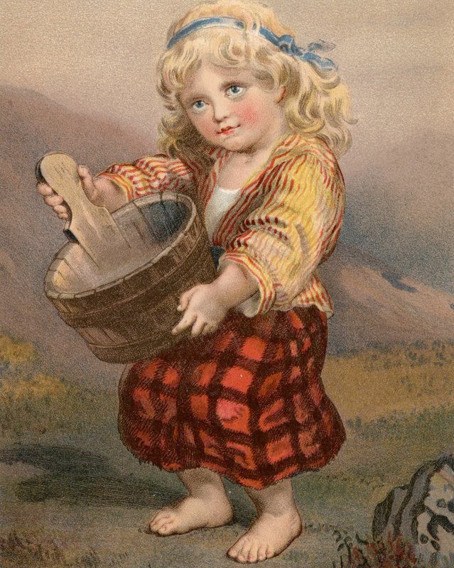 A Scotch Lassie (farge litho) av English School