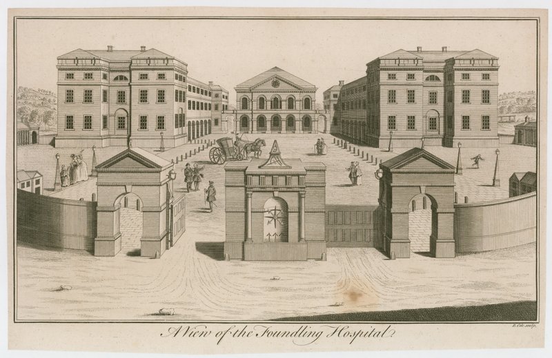 Utsikt over Foundling Hospital, London av English School