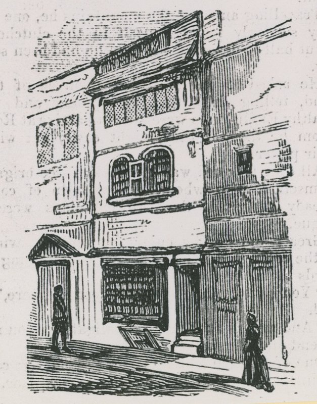 Et hus i Spitalfields, London av English School