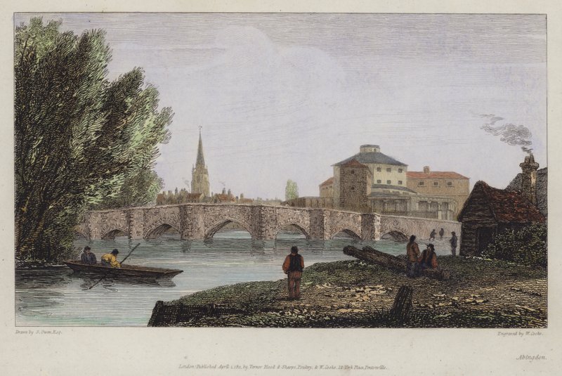 Abingdon, Oxfordshire (farget gravering) av English School