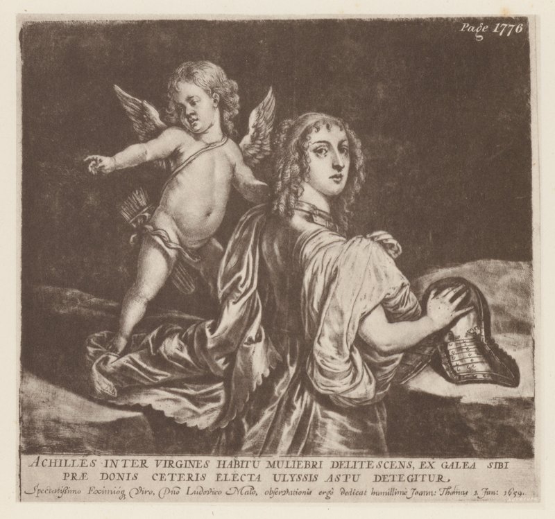 Akilles og Amor (litho) av English School