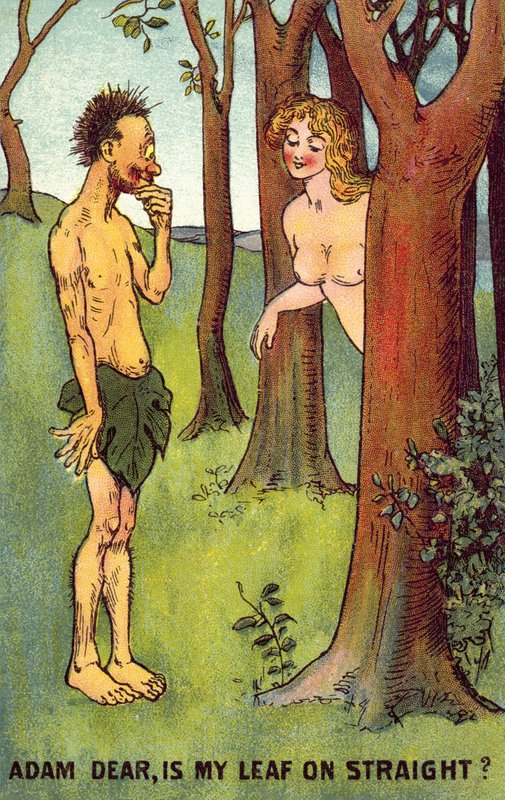 Adam og Eva (farge litho) av English School