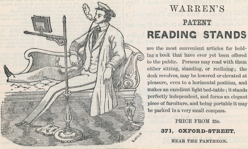 Annonse for Warrens Patent Reading Stands av English School