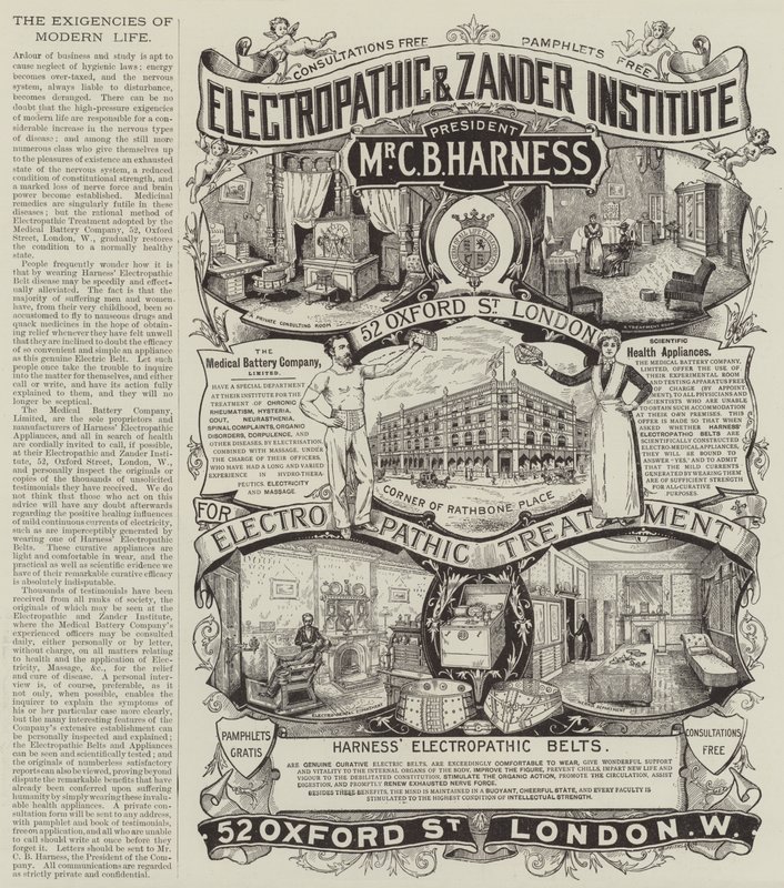 Annonse, The Medical Battery Company (gravering) av English School