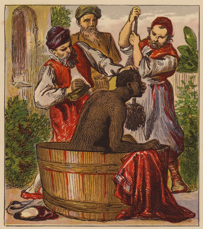 Aesops Fables: The Blackamoor (farge litho) av English School