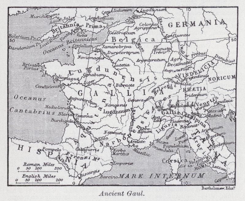 Antikkens Gallia (litho) av English School