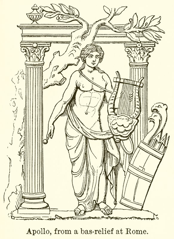 Apollo, fra et bas-relieff i Roma av English School