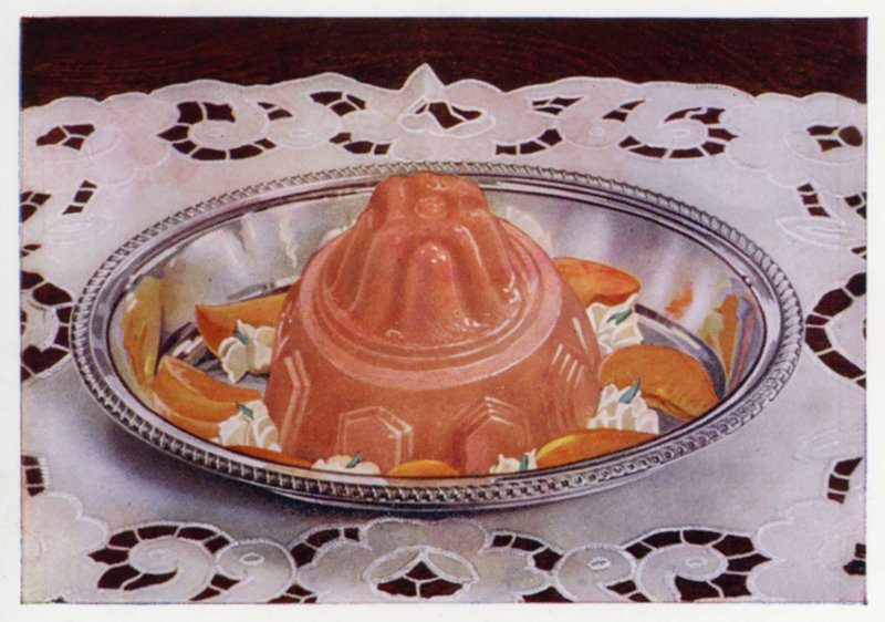 Aprikospudding (farge litho) av English School